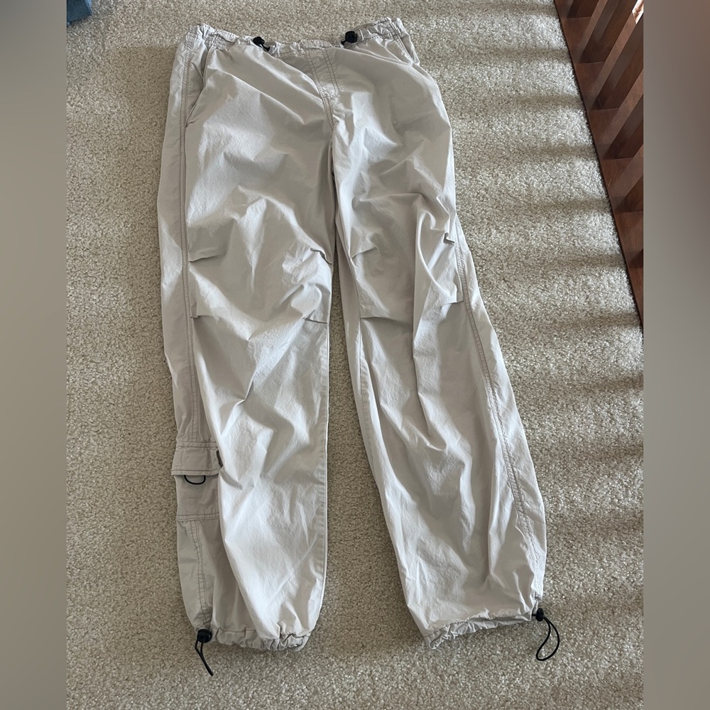 garage cream parachute pants